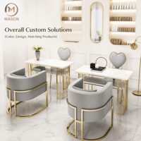 Ensemble table et chaise de manucure multifonctionnel en métal de luxe nordique à double couche, fauteuil canapé simple ou double, or spécial