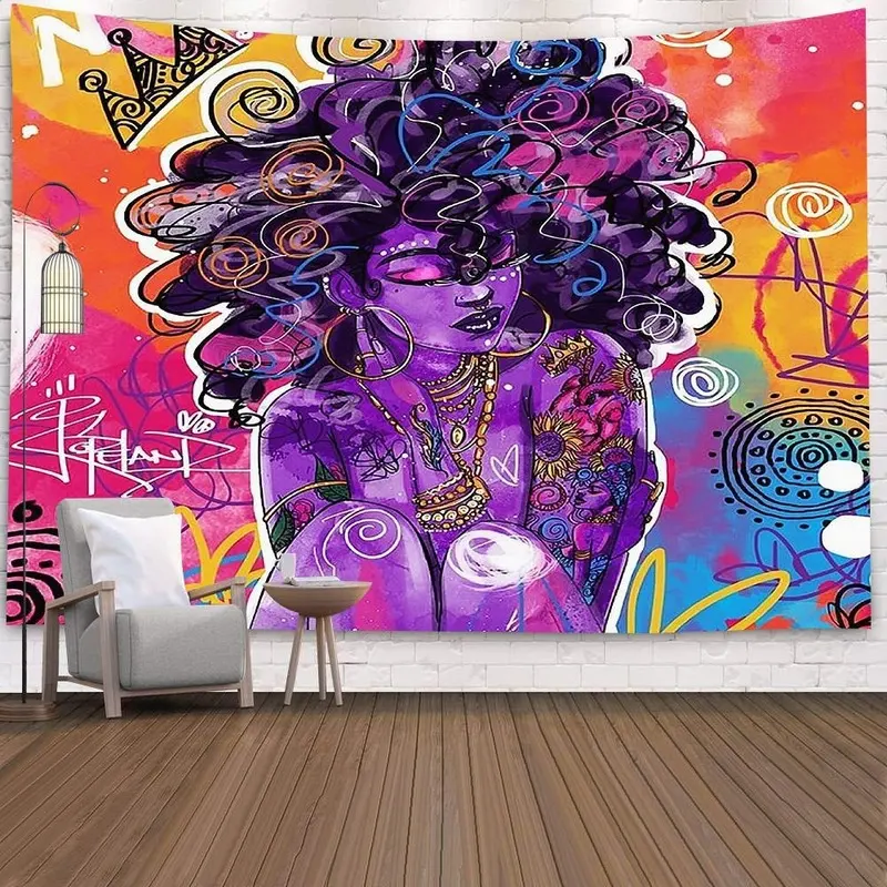 African American Black Girl Women Tapestry Art Design decoration hanging cloth background cloth