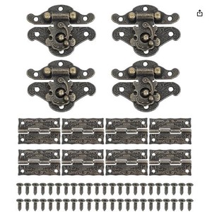 Juego de Cierres y Bisagras Jingmao, Aleación de Zinc Bronce, Herrajes Tradicionales para Cajones, 4 Cierres, 8 Bisagras con Tornillos - Product Image 5