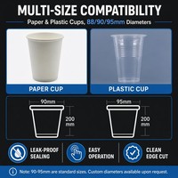 Machine de scellage de gobelets entièrement automatique de 90-95 mm pour thé au lait Boba, jus, boissons, café aux perles, en plastique PP, idéale pour les petites entreprises et les cafés.