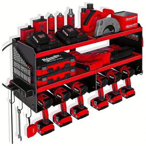 Nouveau support mural 3 niveaux à hauteur réglable pour perceuse électrique et outils, avec station de charge, idéal pour l'organisation de garage - Vente chaude - Product Image 1