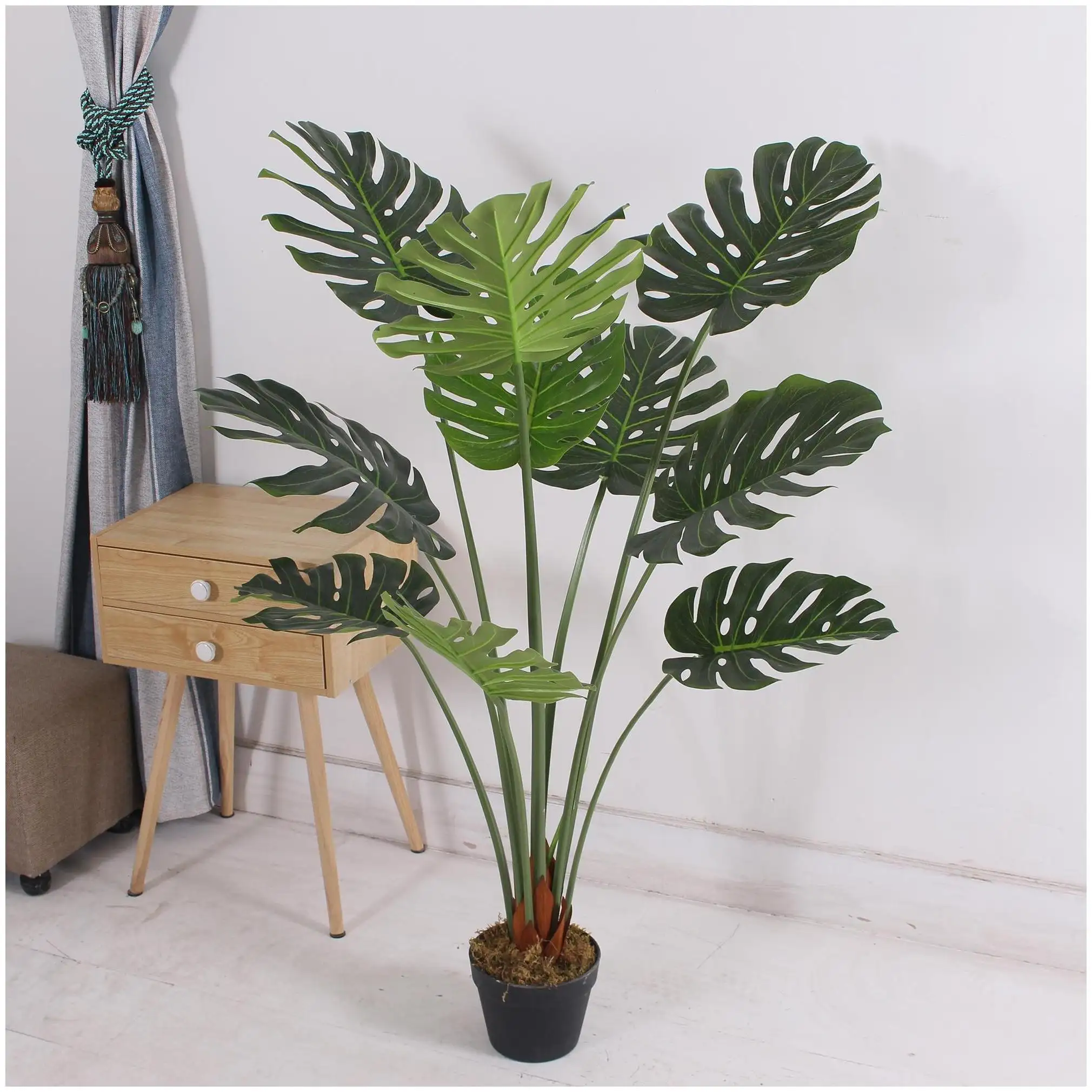 Quase Natural artificial mesa monstera Real Toque Monstera Folhas Primavera Folha de Taro Artificial Planta Monstera árvore decoração