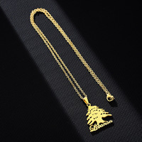 Collier pendentif en acier inoxydable doré avec carte du Liban, arbre de cèdre et drapeau, bijoux ethniques pour hommes et femmes
