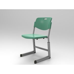 Chaise d'école Henmei 575, cadre en alliage d'aluminium vert foncé, pour utilisation en classe - Product Image 2