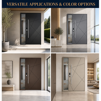 Porte d'entrée moderne en alliage d'aluminium avec vitrage cannelé latéral, antivol, insonorisée et étanche pour hall, appartement, villa, extérieur