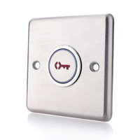 MiTEC Interrupteur à bouton-poussoir de sortie mécanique en métal pour le contrôle d'accès à la porte Logo LED à clé rouge Panneau en acier inoxydable