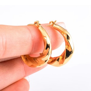 Pendientes de aro gruesos de acero inoxidable para mujer, estilo minimalista, que no se desvanecen, joyería de moda - Product Image 5