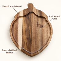 Plateau de service en bois d'acacia pour fruits, biscuits, noix, sushis, bacon – Idéal pour la cuisine et la table – Vente en gros
