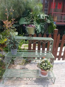 Vente de liquidation à prix réduit de supports à fleurs rétro multi-niveaux en fer forgé épaissi pour cours et jardins - Product Image 2