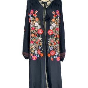 Nuevo Vestido Étnico Retro de Estilo Industrial con Bordado Floral, Falda Midi de Manga Larga para Mujer con Estampado Floral - Product Image 2