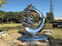 Statue de dragon décorative extérieure sur mesure de grande taille, design couleur personnalisé, sculpture de jardin en acier inoxydable poli, logo client, taille personnalisable