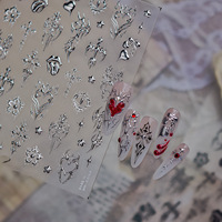 Autocollants d'ongles gothiques foncés en plastique personnalisés, non toxiques, adhésifs, en relief 3D, pour manucure DIY