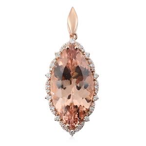 Fashion <b>Rose</b> <b>Gold</b> Charm CZ Diamond Halo Morganite <b>Pendant</b> <b>Necklace</b> Women Dainty Chain <b>Necklace</b> - Product Image 1