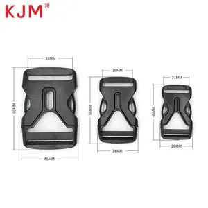 Kjm Backpack Parts Manufacture Adjustable Plastic Buckle 25mm Quick Side Release Belt Webbing Strap Lock Buckle