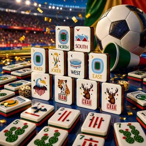 Juego de Mahjong Americano Personalizado de Acrílico con Temática, 160 Piezas Pintadas con Diseño de Fútbol, Verano, Playa, para Fiestas, Regalo - Product Image 1
