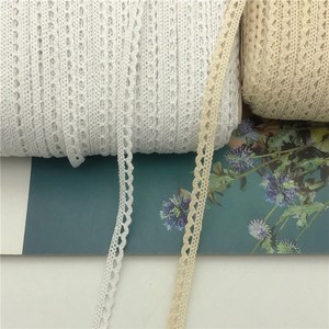 Nastro in Pizzo di Cotone Cluny Beige e Bianco, Larghezza 7mm, per Abbigliamento Neonati e Bambini - Product Image 2