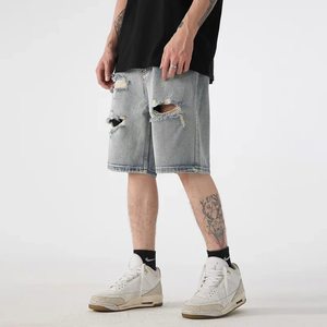 Nouveaux shorts en jean déchirés personnalisés pour hommes, technologie Stone Wash, style Y2K, shorts en coton bleu, shorts de créateur pour hommes, haute qualité - Product Image 3