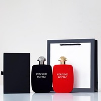 Bouteilles de parfum carrées plates à paroi épaisse vides 100ml Bouteille de parfum rectangulaire de luxe en verre avec couvercle en alliage de zinc