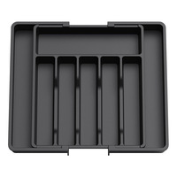Organizador de Utensilios de Cocina Expandible de Plástico con Compartimentos, Bandeja para Cubiertos de Dos Niveles para Oficina
