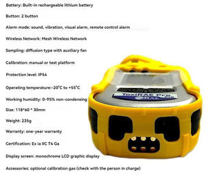 Détecteur de gaz unique intelligent portable ToxiRAE Pro 4-en-1 pour usage industriel, batterie Li-ion rechargeable, alarme lumineuse T90 15s - Product Image 6