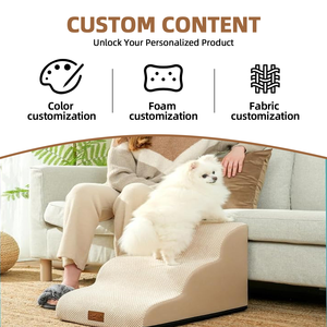 Milieuvriendelijke Traagschuim Hondenhelling Hond Kat Stapt Op Maat Multifunctionele Hond Trap Voor Bedden Met Waterpot Afneembare Hoes - Product Image 6