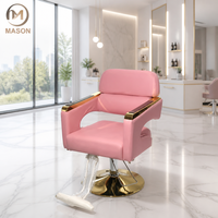 Fauteuil de Barbier Commercial Moderne Haut de Gamme pour Salon et Spa, Inclinable, avec Cadre en Acier Inoxydable, Siège en Cuir, Hauteur Réglable, Métal Robuste