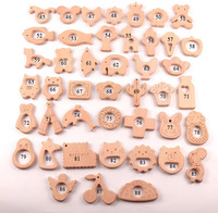 Jouet de dentition en bois naturel non fini de haute qualité, en forme d'animaux sculptés, pour bébé