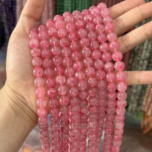 Perles en vrac de rhodonite naturelle de qualité 5A 7A, rhodonite cerise, rhodonite rose pêche, accessoires de bijoux DIY. Couleur : 46 47 - Product Image 3