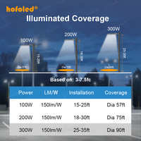 Hofoled - Lámpara de Exterior Tipo Caja de Zapatos de 100 Vatios, 150lm/W, 5000K, Luz Diurna, 100-277V, Lámpara LED de Pared para Estadios