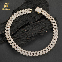 Collier chaîne cubaine épaisse NUOYA en zircon cubique plaqué or 18 carats avec fermoir à ressort, bijoux tendance pour hommes