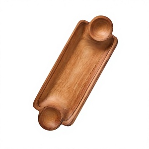 Bandeja de Servir Hecha a Mano de Madera de Acacia Real, Duradera, con Recubrimiento en Polvo, Diseño Floral con Estampado Animal, Ecológica, Apta para Lavavajillas y Microondas - Product Image 2