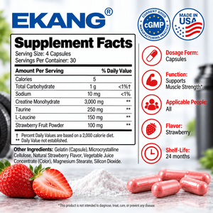 Capsules de créatine monohydrate, complément nutritionnel sportif, saveur fraise, 120 capsules, fabriqué aux États-Unis - Product Image 2