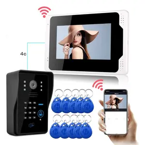 Smart WIFI Tuya Video Intercom 7 pulgadas Pantalla táctil HD Video Doorphone con tarjeta de identificación Video inalámbrico Door Phone