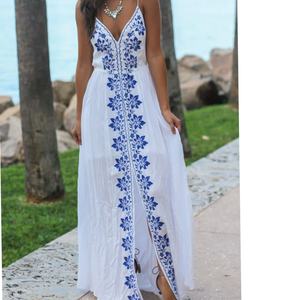 ชุดเดรสผ้าลินินใหม่สำหรับผู้หญิง ปักลายดอกไม้ ผ้าฝ้าย เอวสูง ทรงหลวม สไตล์ลำลอง แฟชั่นฤดูร้อน - Product Image 1