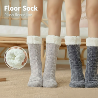 Chaussettes de maison floues antidérapantes d'hiver pour femmes Extra épaisses thermiques sommeil tricot intérieur chaud confort pantoufle Tube chaussettes pour femmes