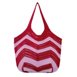 Bolso de Ganchillo de Gran Capacidad para Mujer, Estilo Vintage, con Cadena, Cierre Único, Impermeable, Otoño, Diseño de Letras y Conchas - Product Image 5