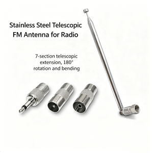 <span class=keywords><strong>Antenne</strong></span> radio FM télescopique en promotion, connecteur mâle F, 15 cm (fermée), 75 cm (ouverte), en acier, 88-108 MHz, 118-136 MHz, pour récepteur AV intérieur/extérieur - Product Image 2