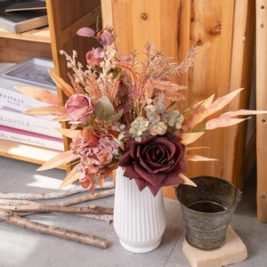 CallaFloral Ramo de Rosas Artificiales en Colores de Principios de Otoño, Tela Plástica Tejida, Decoración para el Hogar CF01340 - Product Image 1