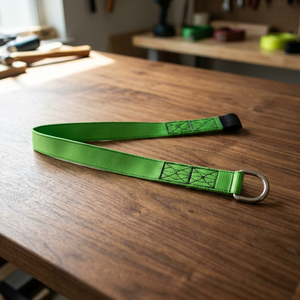 Sangle plate en polyester vert avec anneau de levage en acier pour la manutention de matériaux de grue - Product Image 3