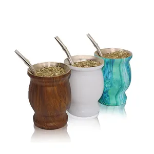 High Quality South America Well Stocked Double Wall Stainless Steel 230 ML Yerba Mate Calabash Gourd mate Cup