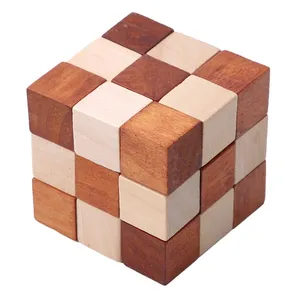 Wooden Blocks Montessori Lock Game Toy For Children Adults Kids Dropshipping IQ Brain Teaser Interlocking Burr Puzzle