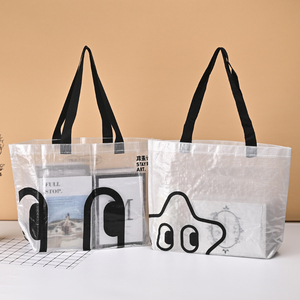 Bolsa de mano tejida <span class=keywords><strong>PP</strong></span> ecológica, bolsa de compras plegable no tejida con serigrafía, uso de embalaje de promoción de regalo manejado - Product Image 6