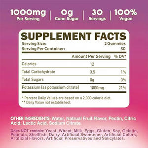 OEM suplemen kalium Gummies mendukung kesehatan jantung dan sistem saraf permen Gummy potasium Citrate - Product Image 6