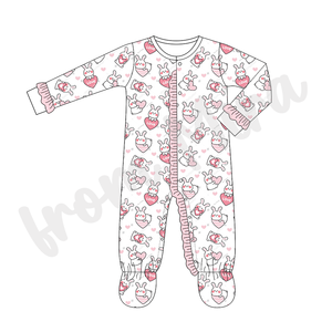 Vêtements pour bébé Lapin de Pâques Vêtements en coton Pyjamas Barboteuse pour nouveau-né avec attache-sucette Bavoir en tissu pour enfants Coming Home Outfit - Product Image 2