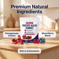 Gummies de soutien de la prostate pour hommes avec racine d'ortie, curcuma, extrait de thé vert, saveur grenade, complément alimentaire, 60 unités
