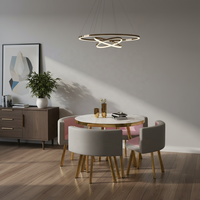 [Économie d'espace] Ensemble de table à manger ronde moderne de luxe - 4 chaises en acier rembourrées pour restaurant, appartement et bistrot - Facile à nettoyer