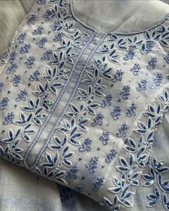Conjunto de Kurta, Pantalón y Dupatta Chanderi Semisellado para Mujer, Ropa Étnica Premium, Traje Salwar de Diseñador, Bordado, para Fiestas y Festivales - Product Image 6