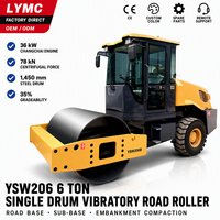 Compacteur vibrant à tambour unique YSW206B de 6 tonnes pour le compactage de gravier, de pierres concassées, de sols sablonneux et de remplissage de roches