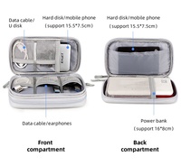 Tas Penyimpanan Perjalanan Saku Multifungsi Ritsleting Tas Penyimpanan Flash Drive USB Kabel Data Digital Bahan Poliester