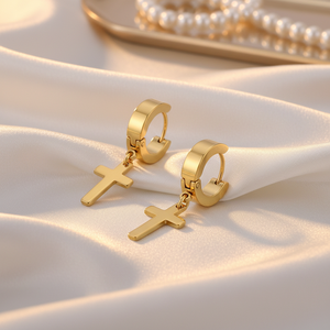 Pendientes de Aro con Trébol de Cuatro Hojas, Chapados en Oro de 18K, Resistentes al Agua, de Acero Inoxidable y Titanio, Geométricos, Modernos, para Mujer - Product Image 5